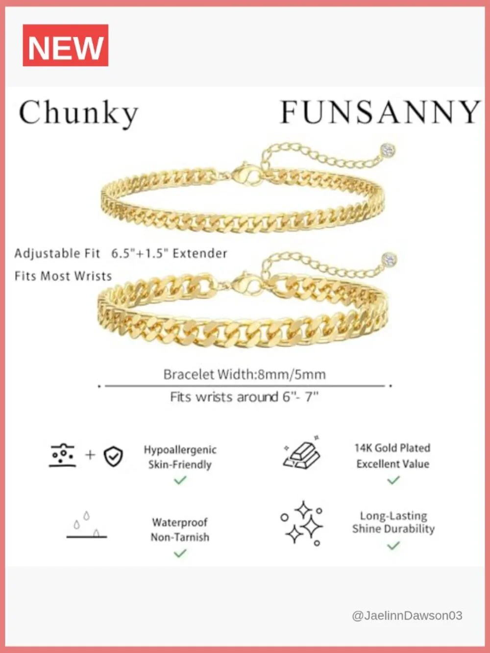 Chunky Cuban Link Chain Bracelet Set Stackable Minimalist Trendy Jewelry Gift